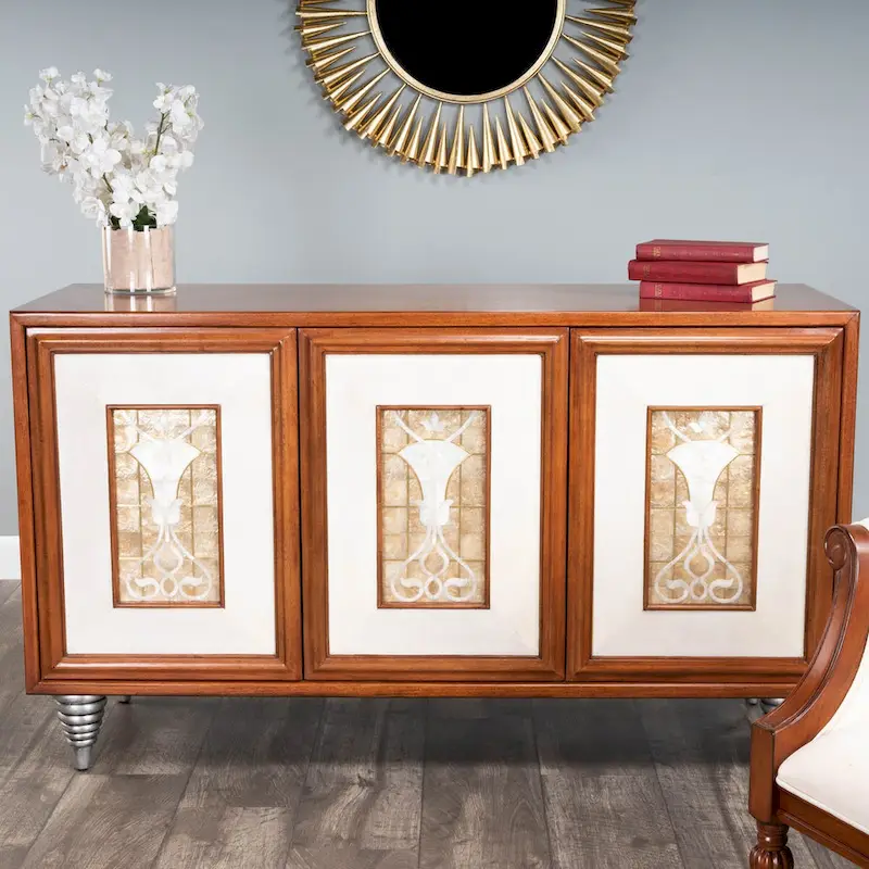 Leather and Capiz Shell Inlay Sideboard