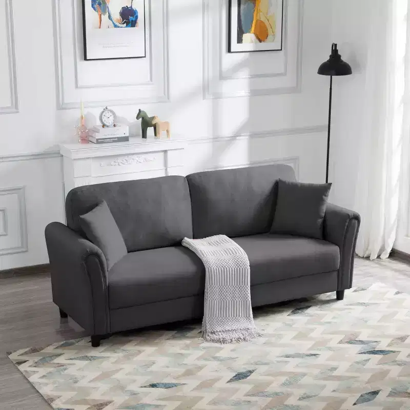 MAYEERTY 81.5 Modern 3-Seater Sofa - Minimalist Design, Linen Fabric, Removable Washable Covers & 2 Pillows