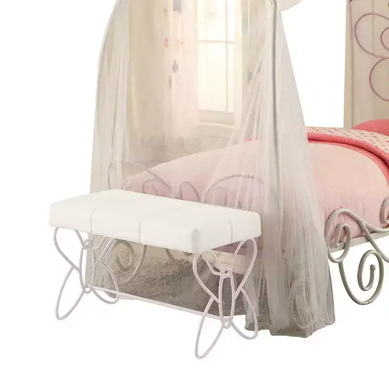 Acme Furniture Full Priya II Bed Synthetic Leather/White Finish