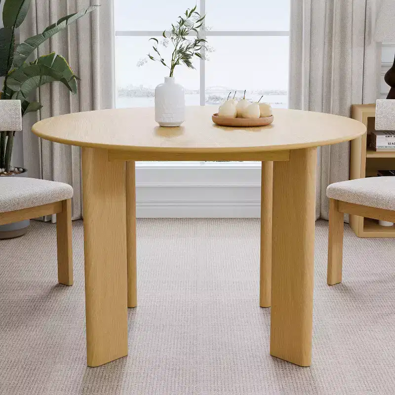 PexFix 45 Oak Solid Wood Farmhouse Dining Table Round Wood Top for Modern Dining Rooms & Family Gatherings