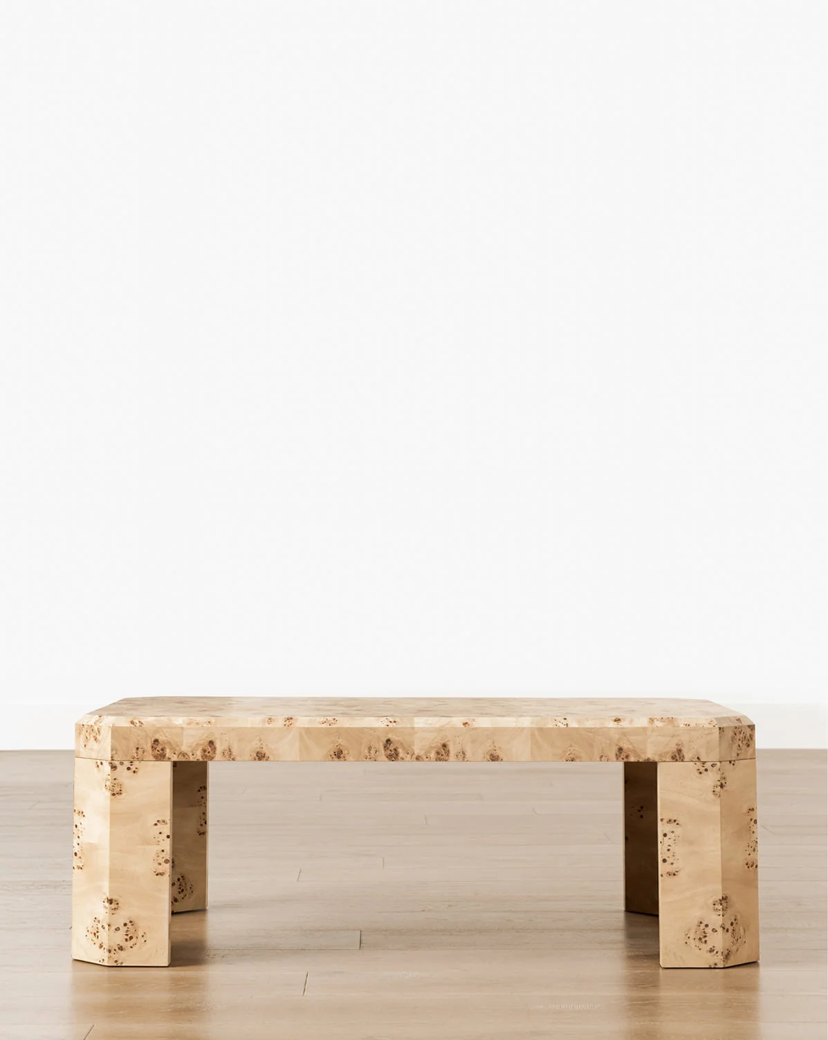 Organic Burl Wood Coffee Table with Natural Grain & Geometric Construction for Living Room