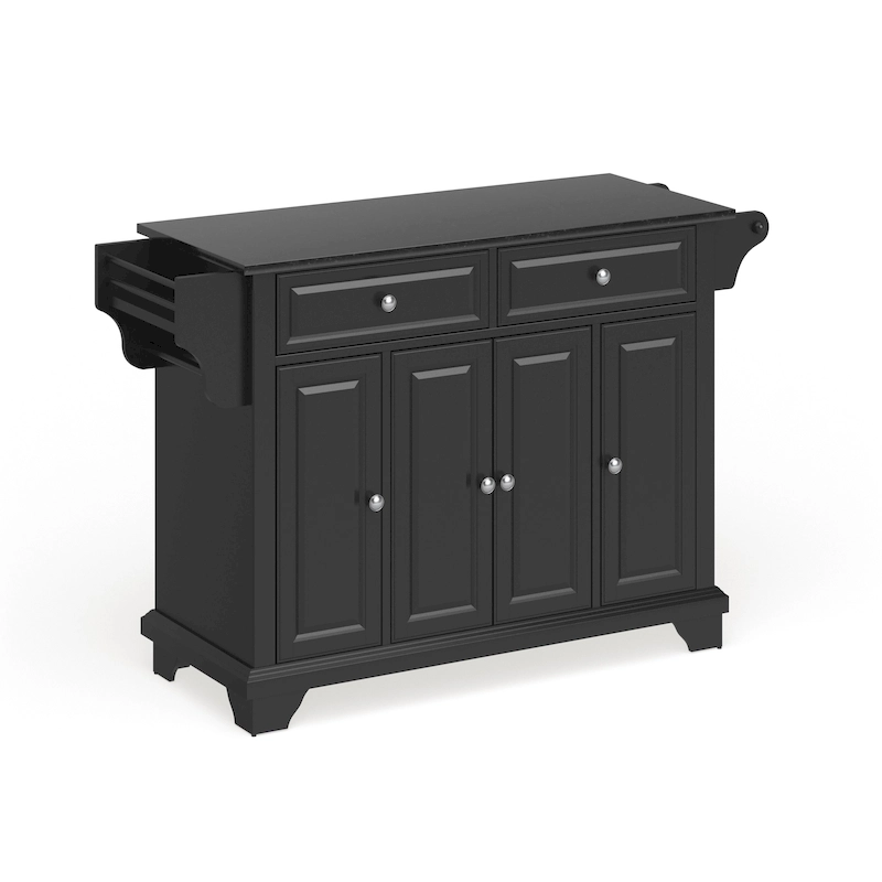 Crosley Lafayette Granite Top Kitchen Island in Black Finish - 51.5W x 18D x 36H