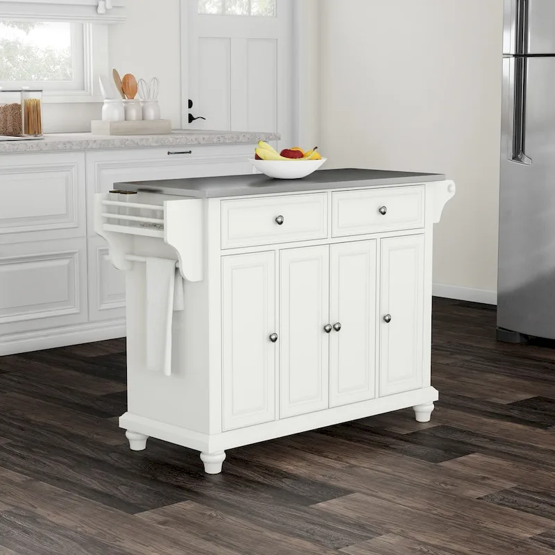 Crosley Cambridge Stainless Steel Top Full Size Kitchen Island/Cart - 18d x 51.5w x 36h