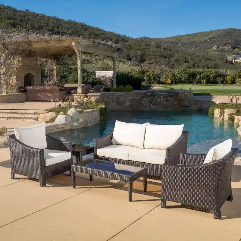 Christopher Knight Home Outdoor Antibes 5-piece Wicker Chat Set with Cushions