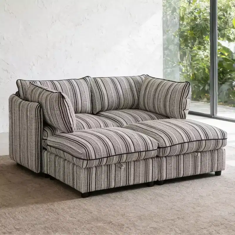 Jeju Modular Upholstered Storage 60'' Loveseat with Two Ottomans