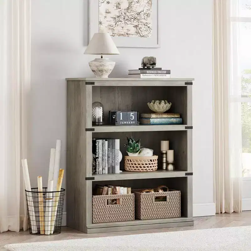 GustoWave 3 Tier Bookcase, Freestanding Wooden Bookshelf Storage Organizer Display Shelf, Bookcase Shelving Unit for Displa