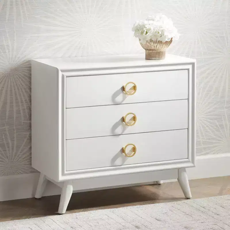 Crestview Collection Oslo 32W White 3-Drawer Accent Chest