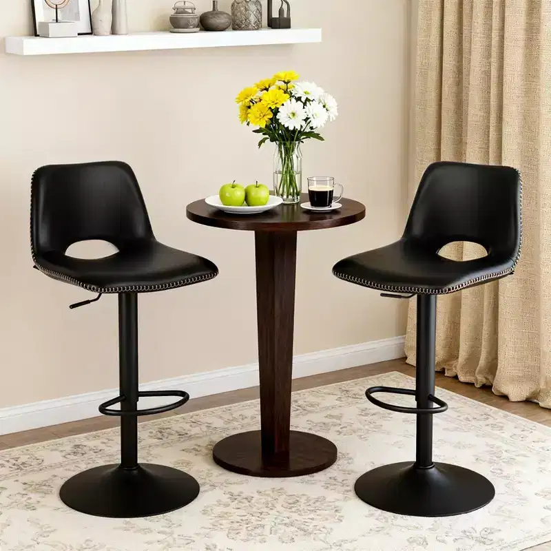 Modern Adjustable Swivel Bar Stools Set of 2, Modern Industrial Counter Height Lounge Chairs, for Dining, Living Room