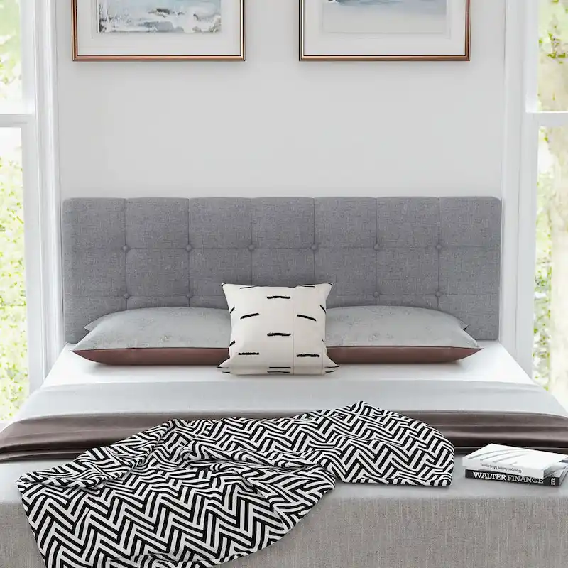 Full/Queen Size Linen Fabric Upholstered Button-Tufted Headboard