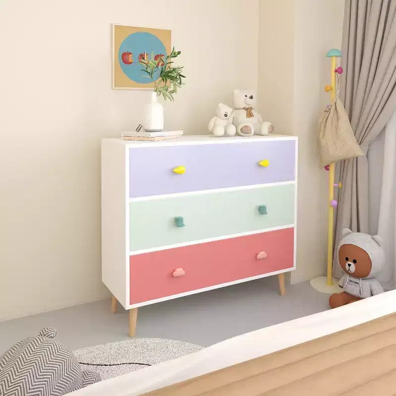 Whisen 3-Drawer Storage Dresser with Euro Glides & Cartoon Pulls, Anti-Dumping Design, Use as Dresser, Nightstand