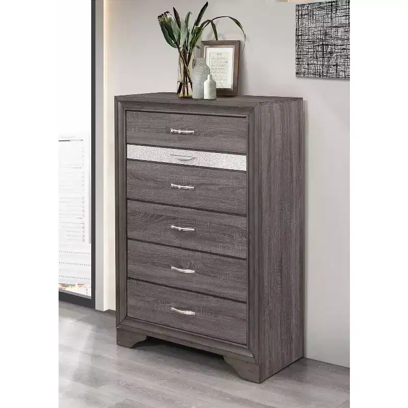 19 in.H Melamine Vertical Dressers with 4 - Drawers in Gray Finish