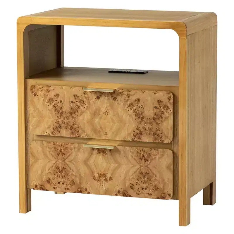 Farmhouse Nightstand Wood Storage Cabinet Accent Chest