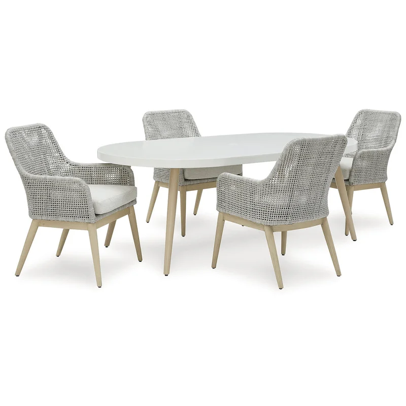 Signature Design by Ashley Seton Creek Brown/Gray 5-Piece Outdoor Dining Package - 80 W x 42 D x 28.88 H