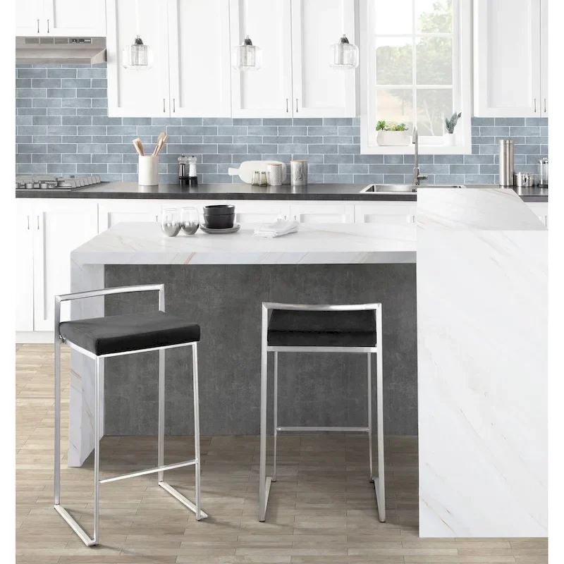 Silver Orchid Forrest Stainless Steel Stackable Fully Welded Counter Stool (Set of 2)
